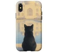 Gato Negro Taj Mahal Amanecer India Viajero Felino Carcasa para iPhone X/XS