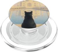 Gato Negro Taj Mahal Amanecer India Viajero Felino PopSockets PopGrip para MagSafe