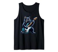 Gato negro tocando guitarra Rock and Roll Rock Star Design Camiseta sin Mangas