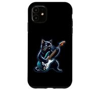 Gato negro tocando guitarra Rock and Roll Rock Star Design Carcasa para iPhone 11