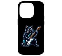 Gato negro tocando guitarra Rock and Roll Rock Star Design Carcasa para iPhone 14 Pro