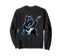 Gato negro tocando guitarra Rock and Roll Rock Star Design Sudadera
