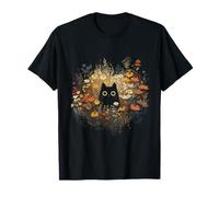 Gato Negro Wildflower Funny Cute Floral Wild Flower Camiseta