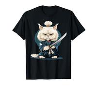 Gato Ninja Japonés Kawaii Gato Persa Samurai Camiseta