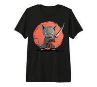 Gato Ninja Japonés Kawaii Korat Cat Samurai Camiseta Premium