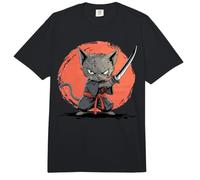 Gato Ninja Japonés Kawaii Korat Cat Samurai Comfort Colors Adult Heavyweight T-Shirt