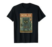 Gato Ninja Retro Shadow Warrior del Viejo Tokio Camiseta