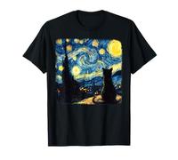 Gato Noche Estrellada Van Gogh Gato Amante Gato Mamá Papá Hombres Mujeres Camiseta