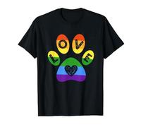 Gato o Perro LGBT Rainbow Flag Paw Print Lesbianas Gay Camiseta gráfica económica, Hombre, Negro, L
