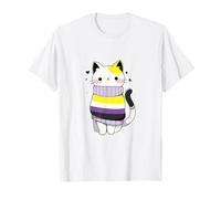 Gato Orgullo LGBTQ no Binario CSD Orgullo Queer Camiseta