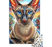 Gato Oriental de Pelo Corto Rompecabezas 1000 Piezas, Puzzles Imposible, De Juego De para Adultos Y Niños A Partir De 12 Años 38x26cm/1000pcs
