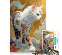 Gato ornamentado en un Paisaje de Nubes Doradas, Rompecabezas de 1000 Piezas para Adultos, Regalos, Juego de ingenio, Ocio, diversión, Calidad, Borde, Bonito Regalo (38x52cm)