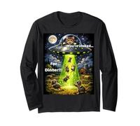 Gato OVNI Volando con Ratones Gracioso Estás invitado a cenar Manga Larga