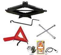 Gato pantógrafo de 2 toneladas + llave de cruz + triángulo de emergencia de carretera para coche compatible con Mercedes AMG 3 artículos homologados para perforación o cambio de goma coche