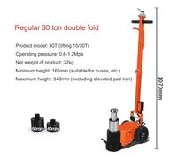 Gato para coche, Gato neumático horizontal hidráulico de 30 toneladas for trabajos pesados, reparación de automóviles, gato especial(Double Fold)