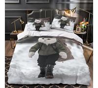 Gato paseando en invierno Impresión 3D 3 piezas funda de edredón Adorable estilo de atuendo para mascotas funda de colchón microfibra morbida antiácaros para bebés chicos hombres Single (135x200cm)