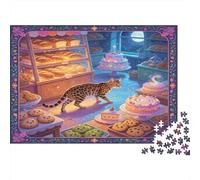 Gato Pastelería Puzzle de 1000 Piezas Papel Puzzle para Adultos Panadería de Noche Relax Hogar Enfoque Regalo Interacción Familia 70x50cm/1000pcs