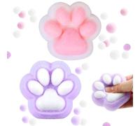Gato Paw Squeeze Toy, Squishy Cat Paw Squeeze Toy,Dulce Gato Pata de Gato Juguetes para aplastar huellas de gato, juguete para niños y adultos, 2 unidades (lila #rosa)