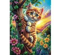 Gato pelirrojo en el jardín Puzzle 1000 Piezas Cartón Resistente para Niños Mayores 14 Años Cuentos de Hadas de Animales y Plantas Estimulación Cerebral Entretenimiento Sin Pantalla 10