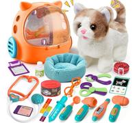 Gato Peluche Maletin Veterinaria Juguetes Niña Juegos De Médicos Gato Interactivo Vocalizar Caminar Mover La Cola Y Mochila Gato Cama Gato Maletin Medico Juego De Roles Juguete Regalo Niña 3 4 5 Años