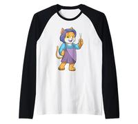 Gato Peluquero Tijeras Camiseta Manga Raglan