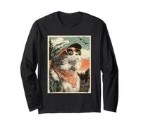 Gato Persa con Gafas de Sol Cazador de Pato Retro Atardecer Manga Larga