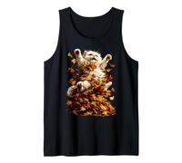Gato Persa con Hojas de otoño felino Animal otoñal estético Camiseta sin Mangas