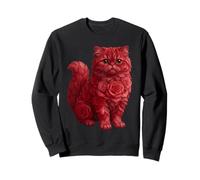 Gato Persa con Rosas Rojas Gatito Floral Día de San Valentín Sudadera
