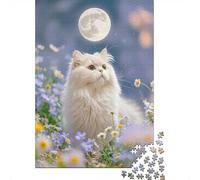 Gato Persa Crisantemo Luna Puzzle 1000 Piezas Impresión De Alta Definición, Puzzle De Madera, para Adultos Y Niños, Rompecabezas Juego Educativo, Regalo 1000pcs (75x50cm)