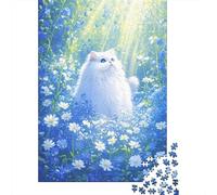 Gato Persa Crisantemo Luz Solar Puzzle 1000 Piezas Impresión De Alta Definición, Puzzle De Madera, para Adultos Y Niños, Rompecabezas Juego De Retos, Pasatiempo Creativo 1000pcs (75x50cm)