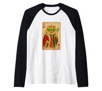 Gato persa Disco Ace Corazones Cool Playing Card King Queen Camiseta Manga Raglan