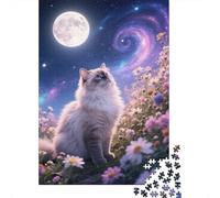 Gato Persa Flores Gazing Puzzle 1000 Piezas Impresión De Alta Definición, Puzzle De Madera, para Adultos Y Niños, Rompecabezas Juego Desafiante, Regalos Originales 1000pcs (75x50cm)