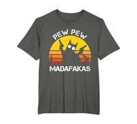 Gato - Pew Pew Madafakas Crazy Cat Gun Regali divertenti Camiseta, Hombre Tallas Grandes, Asfalto, 4X Alto