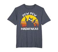 Gato - Pew Pew Madafakas Crazy Cat Gun Regali divertenti Camiseta, Hombre Tallas Grandes, Azul Jaspeado, 4X Alto