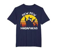 Gato - Pew Pew Madafakas Crazy Cat Gun Regali divertenti Camiseta, Hombre Tallas Grandes, Azul Marino, 4X Alto
