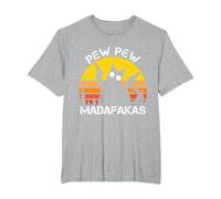Gato - Pew Pew Madafakas Crazy Cat Gun Regali divertenti Camiseta, Hombre Tallas Grandes, Gris Jaspeado, 4X Alto