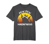 Gato - Pew Pew Madafakas Crazy Cat Gun Regali divertenti Camiseta, Hombre Tallas Grandes, Jaspeado Oscuro, 4X Alto