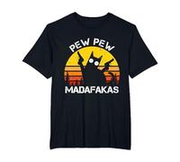 Gato - Pew Pew Madafakas Crazy Cat Gun Regali divertenti Camiseta, Hombre Tallas Grandes, Negro, 4X Alto