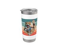 Gato pez escape persecución humor hombre ciudad comedia robo Vaso térmico de acero inoxidable de doble pared
