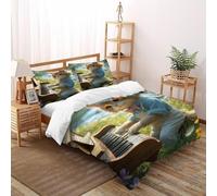 Gato Piano Funda Nordica Algodon 3 Piezas con Impresión En 3D Animal Themes con Funda Almohada Double(200x200cm) Microfibra Juego De Cama para para Adultos Y Niñas