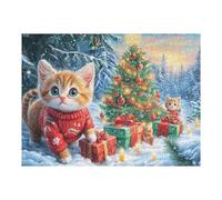 Gato Pino Bosque Mascota tierna Vida Silvestre Salvaje Puzzle 500 Piezas para Adultos Agradable Divertido Y Relajante Pasatiempos Y Hobby 500 PCS（52×38cm）