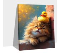 Gato Pintar por Numeros Adultos,2025 Principiantes y Niños DIY Kit Pato 90x120cm Paint by Numbers de Pinturas Acrílica con Pinceles de Lienzo,Regalo para Decoración de Pared del Hogar,Sin Marco Y#B103