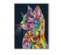 Gato Pintar por Numeros Adultos Animal DIY Pintar por Numeros con Marco 50x70cm Manualidades Adultos, Paint by Numbers Adult con 3 Pinceles y Pigmento Acrílico, Home Wall Decor, Regalo Mujer 0R-462