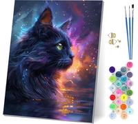Gato Pintar por Numeros Adultos con Marco, Pintar por Numeros Animal, DIY Manualidades Adultos, Paint by Numbers Adult Kit con Pinturas Acrílicas y Pinceles, Decoración Hogar Regalo 40x50cm 0-5371