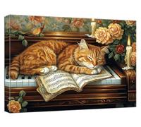 Gato Pintar por Numeros Piano Pintar por Numeros Niños, Colorear Adultos Principiantes Color by Number Kit Pintura con Pinceles Pigmento Acrílico para Autumn Home Room Decoration 100x150cm, Model698