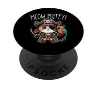 Gato Pirata Miau Matey Lindo Gatito Gatito niñas niños Mujeres PopSockets PopGrip Adhesivo