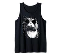 Gato Plegable escocés con Gafas de Sol Blanco Splash Art Cats Cool Camiseta sin Mangas