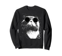 Gato Plegable escocés con Gafas de Sol Blanco Splash Art Cats Cool Sudadera