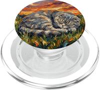 Gato Plegable escocés durmiendo al Atardecer PopSockets PopGrip para MagSafe