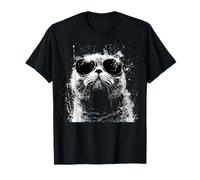 Gato Plegable escocés Fresco con Gafas de Sol Blanco Splash Art Cats Camiseta